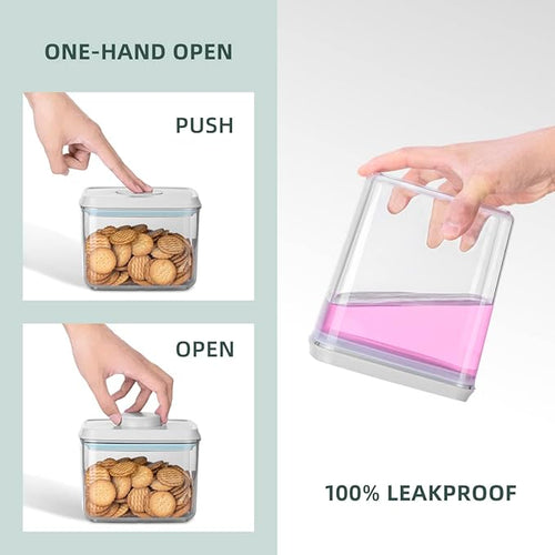 8-Piece Set of Pop Airtight Food Storage Containers with Lids Stackable Containers for Kitchen Pantry Organization Ideal for Cereal Snacks Flour Sugar Coffee and Spaghetti (1.2, 2.0, 2.7, 3.3qt)*2