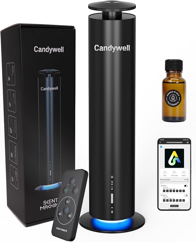 Waterless Scent Diffuser - Essential Oil Diffuser for Home & Office, 1500 Sq Ft Coverage, Remote & APP Control, Quiet Operation with Ambient Lighting, Child & Pet Friendly, 4 Fl Oz Capacity