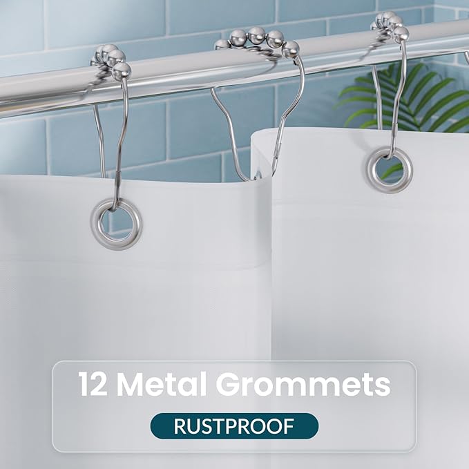 Titanker White Shower Curtain Liner 72 x 78 Long Plastic Shower Liner PEVA Shower Curtain with Liner for Bathroom, Waterproof Lightweight Shower Liner with Magnets and Rustproof Metal Grommet Holes