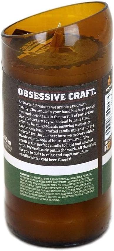 Torched Beer Scented Candles | Natural Soy Wax Candle | Pinewood Pilsner Scent 8 oz | Makes a Great Gift for Men, Beer Lovers, and Collectors | Bar Man-Cave Decor and Accessories