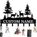 Personalized Custom Name Forest Deer Wall Keys Hooks,Metal Forest Deer Art Clothes Hooks,Metal Forest Deer Wall Home Storage Decorative,For Front Door, Hallway, Kitchen, Bedroom,Keys,Hats (Style I)
