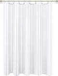 Biscaynebay Fabric Shower Curtain or Liner 72" X 72", White Water Repellent Damask Stripes Bathroom Curtains Machine Washable