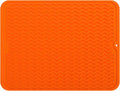 MicoYang Silicone Dish Drying Mat for Multiple Usage,Easy clean,Eco-friendly,Heat-resistant Silicone Mat for Kitchen Counter or Sink,Refrigerator or drawer liner Orange L 16 inches x 12 inches