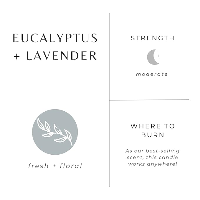 Slow North Eucalyptus + Lavender Candle - Essential Oils and Pure Soy Wax Candle in a Reusable Frosted Glass Jar - A Unique Scented Candle Hand-Poured in The USA (8 oz)