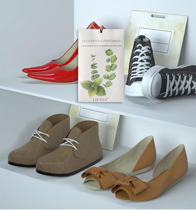 LIFFLY 14 Packs Eucalyptus Peppermint Scented Sachets fit Drawers and Closets