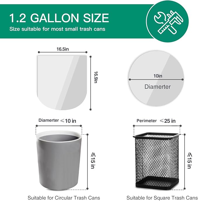 1.2 Gallon Small Bathroom Trash Bags, 90 Count Mini Garbage Bags, Unscented Wastebasket Bag, Clear Trash Can Liners