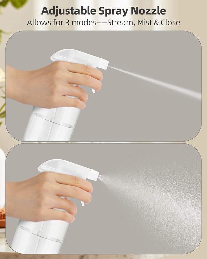 Worldgsb 2 Pack Glass Spray Bottles 8 oz, Empty Refillable Containers with Silicone Sleeve Protection, Glass Spray Bottles for Cleaning Solutions, Hair and Plants with Adjustable Nozzles White