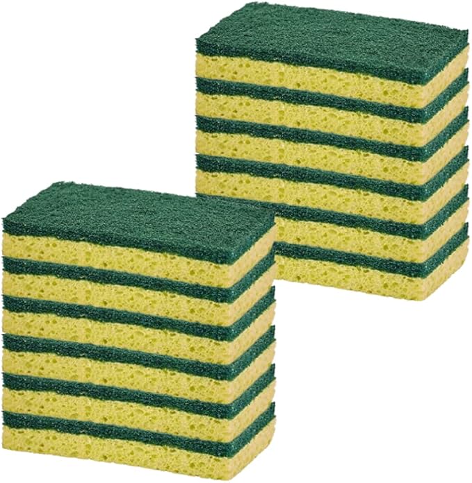 Scrubee Heavy Duty Scrub Sponge with Scouring Pad, Kitchen Dishwashing, Sink, Pot and Frying Pan Cellulose Scrubber Sponge Non Scratch. by Superio… (4.5" 12 Pack)