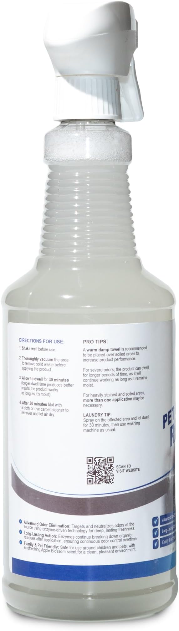 Magic Finish Pet Odor & Stain Remover (32 oz) – Enzyme Carpet Cleaner for Dog & Cat Urine, Vomit, and Messes – Kid & Pet-Friendly Rug & Upholstery Deodorizer with Apple Blossom Scent
