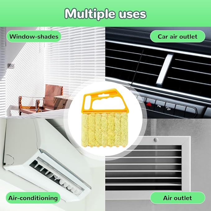 hoehew 4PC Blind Cleaner Duster Tool, 2025 Upgrade Window Venetian Microfiber 7 Finger Duster Brush Dusting Cleaner Tools for Window Shutters Air Conditioner Vinyl Wood Blinds with 4 Cloth Cover (A)