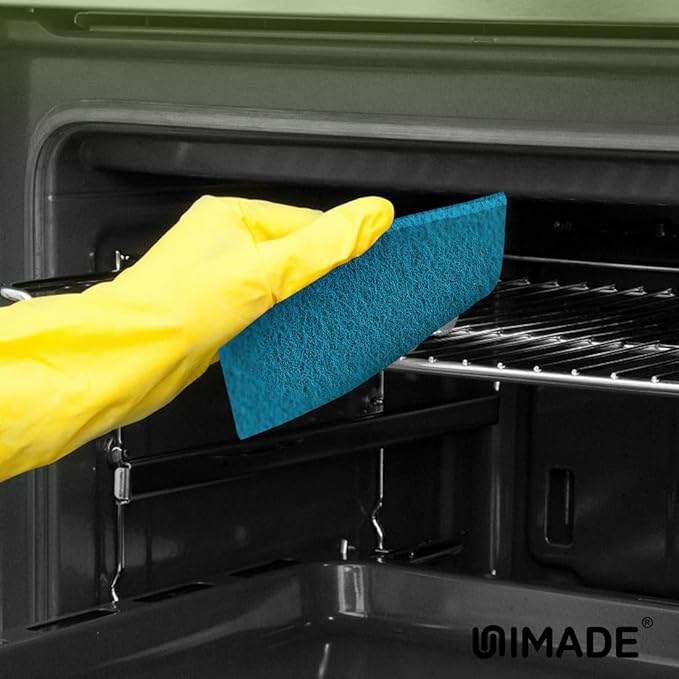 UNIMADE Non-Scratch Scouring Pads, 24Pcs Household Scour Pads for Kitchen, Garage and Outdoors, Reusable Dish Scrubber Pads for Pan and Metal Grill - Blue