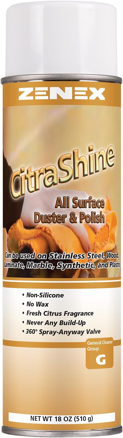 Zenex CitraShine All Surface Duster & Polish - Multi-Surface Dusting and Wood Polish Spray | Dust Repellent | Fresh Citrus Scent | No Waxy Build-up | 360° Spray Valve | 18 oz (2 Pack) | Made in USA