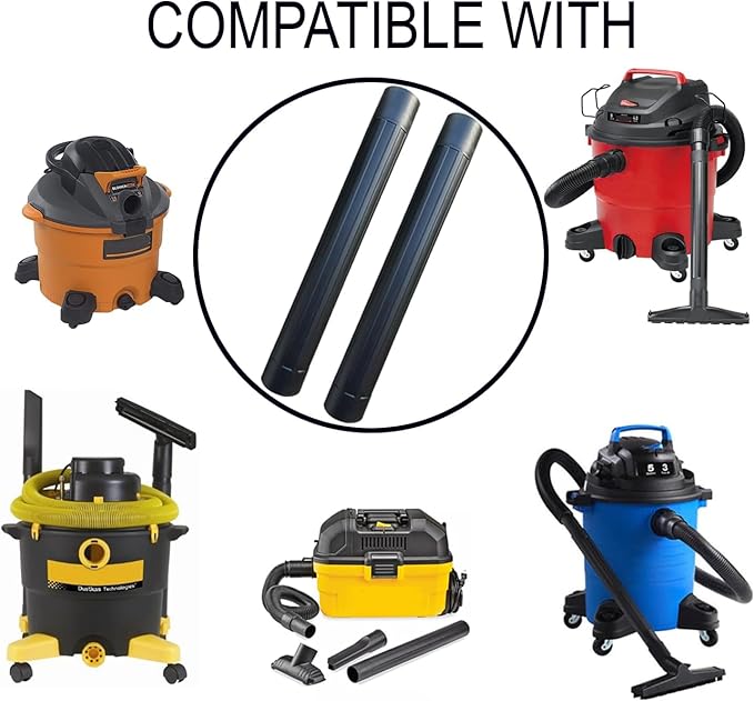 GHAMADE Vacuum Accessories & Attachments for Shop Vac 2-1/2'' - Vacuum Dust Brush & Extension Wand Compatible with Vacuums Using 2-1/4'' Inner Diameter Accessories (Extension Wands, 2-1/4'')