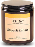 Soy Candle Gifts for Women & Men - 7oz Brown Scented Candle, 50-Hour Burn Time, Aromatherapy Jar for Home Decor, Relaxing Ambiance in Bedroom & Office(Sage Citrus)