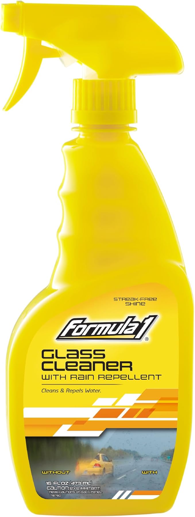 Formula 1 Glass Cleaner with Rain Repellent - Windshield Cleaning Spray for Streak-Free Finish, Improve Visability in Rain, Snow, or Sleet, 16 oz.