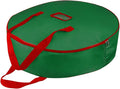TQS 36" Christmas Wreath Storage Bag - Christmas Large Wreath Storage Container 36 inch- Heavy Duty Reinforced Wide Handle and Double Sleek Zipper - Protect Your Party Decorations Garland - Green