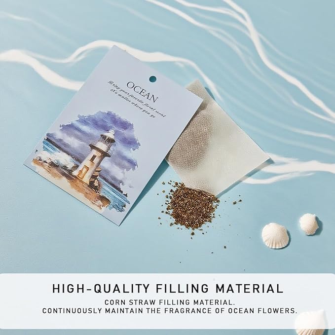 DMDGYNL Ocean Scented Sachet Bags - 12 Pack Home & Car Freshener, Odor Eliminator for Closets, Rooms, Drawers, Wardrobes, Toilets, Long - Lasting 360 - Day Fragrance