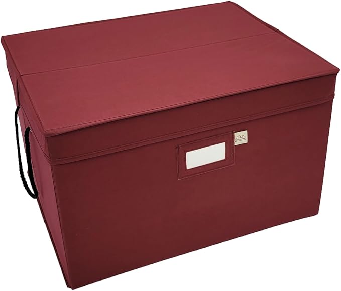 612 Vermont Christmas Ornament Storage Box with 3 Trays, Adjustable Acid-Free Dividers, Holds 60-4 Inch Ornaments