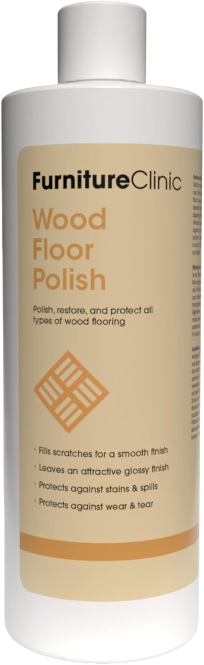 Furniture Clinic Wood Floor Polish | 1700 Sq Ft Coverage | Polishes to a Glossy Finish | Protects Against Stains & Fills Scratches | For All Types of Wood Flooring | 17oz/500ml