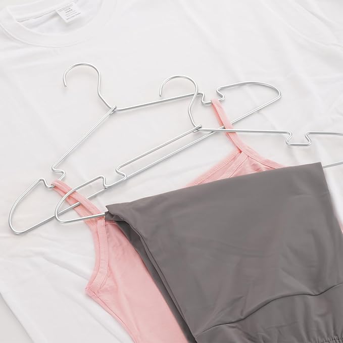 VWV 20-Pack Silver Aluminum Hangers, 16.5-inch Smooth and Durable Metal Shirt Hangers, Lightweight and Sturdy Metal Hangers, Suit Hangers, Dress Hangers, Wedding Gown Hangers.