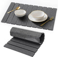 Stone Drying Mat for Kitchen Counter, Quick Diatomaceous Earth Mats for Dishes, 23.6"L x 15.7" W Super Absorbent Fast Drying Collapsible Countertop Stone Mat (Dark Grey, Extra Large)