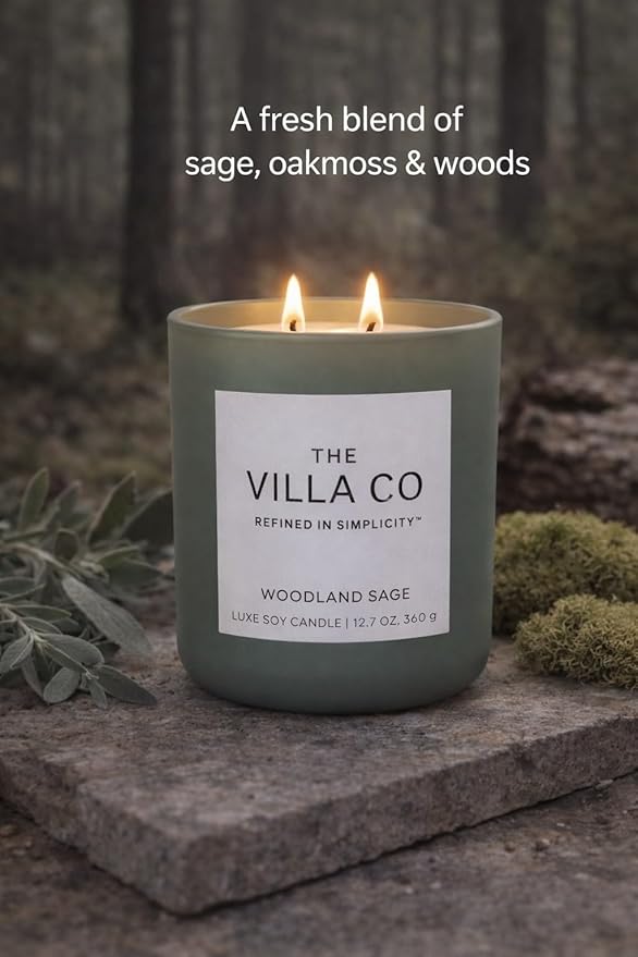 Woodland Sage | Scented Candle for Women & Men | Hand-Poured, Aromatic & Fragrant | 60 Hour Burn Time 12.7 OZ | Soy Based | Phthalate Free | Made in USA