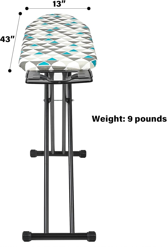 msezo Ironing Board 13x43 Extra Thick Heavy Duty Padded Cover，Full Size Ironing Board with Iron，Height Adjustable up to 36"，Anti-Skid Feet，Extra Wide Ironing Area