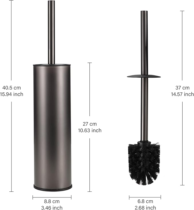 KLDKLD Toilet Brush and Holder Set Premium Material Toilet Bowl Cleaner Free Standing Toilet Bowl Brush and Holder 1pack Gun Grey