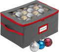 HOLDN’ STORAGE Christmas Ornament Storage Box with Dividers - Fits 72-3” Ornaments, 3 Removable Trays, Durable & Space-Saving, Clear Top Lid, Convenient Storage Designed, Grey