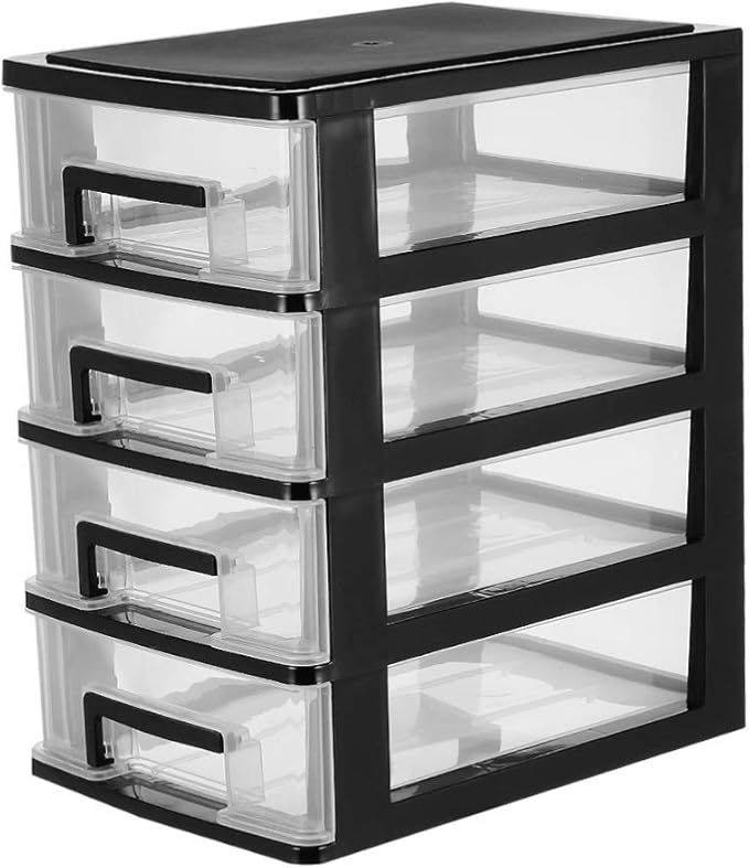 Desktop Storage 4 Drawer Mini Desktop Drawers Plastic Drawer Organizer Storage Container Drawers Cosmetic Makeup Organizer