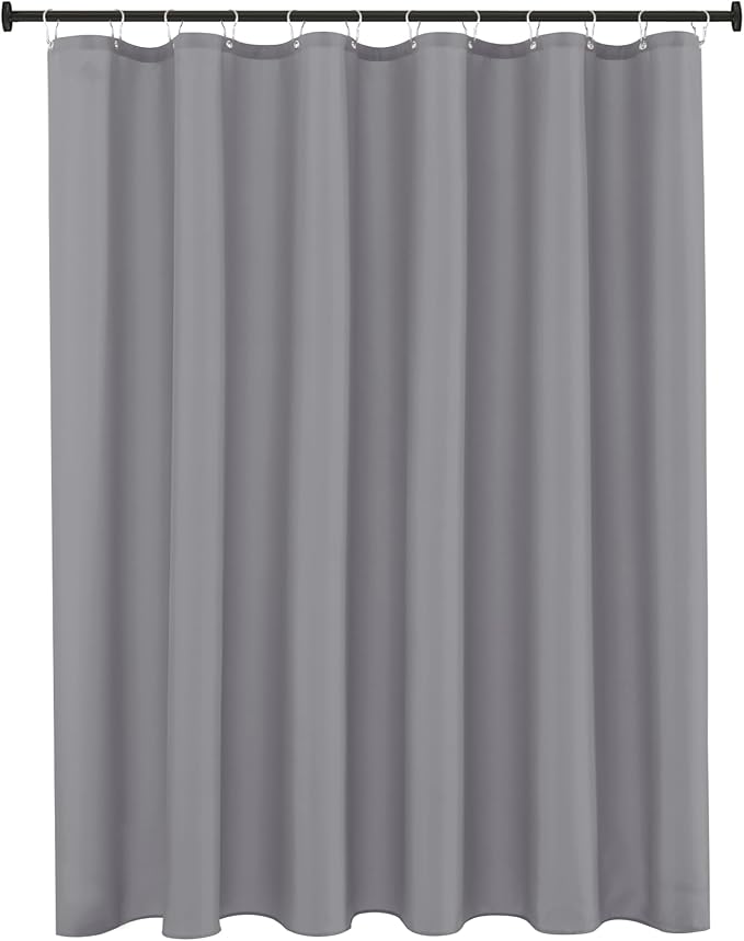 Biscaynebay Fabric Narrow Shower Stall Liners 54" Width by 72" Length, Silver Grey Water Resistant Bathroom Curtains, Rust Resistant Grommets (9 Holes) Weighted Bottom Machine Washable