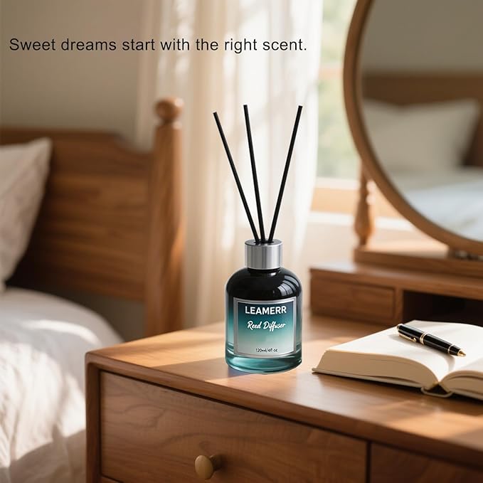 White Tea Reed Diffusers for Home, 4 oz (120mL) Aromatherapy for Relaxation & Air Freshener. Perfect for Home, Bathroom, Office & Room Decor, Calming Botanical Scent