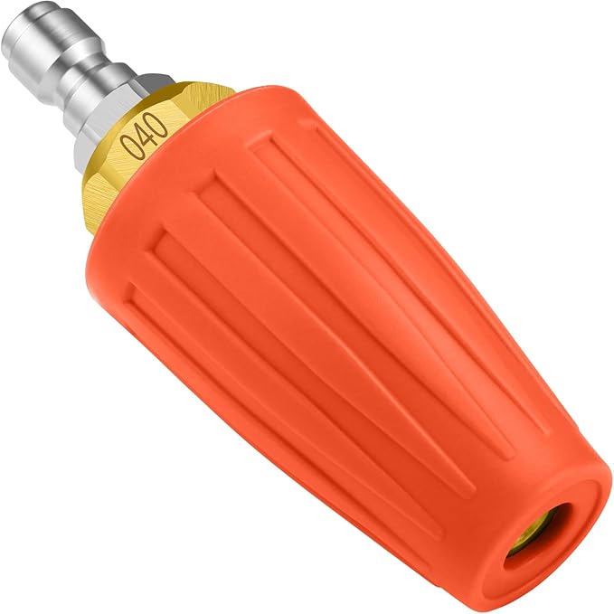 Turbo Nozzle Pressure Washer 4000 PSI Max Rotating Orange Pressure Washer Nozzle with 1/4" Quick Connect Pressure Washer Tips Power Washer Nozzle for Cleaning Brick, Concrete, and Vinyl Surfaces