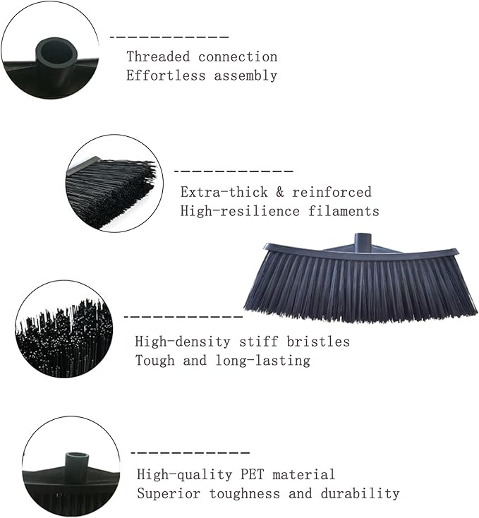 Heavy-Duty Outdoor Broom with 62-Inch Stainless Steel Handle - 36-Inch Wide Plastic Broom Head for Garage, Yard, Sidewalk - No Bend Sweeping, Durable & Lightweight
