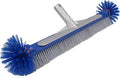Poolvio Professional 17.5" Floor & Wall Pool Cleaning Brush with Tough Around Nylon Bristles, EZ Clip Aluminum Handle- Easily Sweep from Walls, Floors, Steps