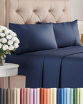Twin 4 Piece Sheet Set - Comfy Breathable & Cooling - Ultra-Soft Hotel Luxury Bedding Set with 8-16 Inch Deep Pockets - 1 Flat & 1 Fitted Sheet & 2 Pillowcases - Wrinkle Free & Easy Care - Navy Blue