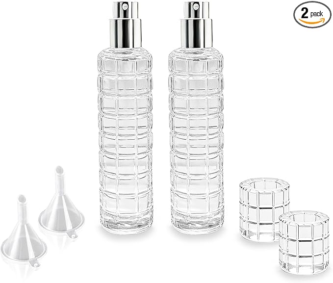 Premium Glass Atomizer Spray Bottle 2 Pack - 30ml Refillable Cocktail & Coffee Bean Spritzer, Leak-Proof Fine Mist for Vermouth, Bitters, Essential Oils, Bar Kitchen Accessories