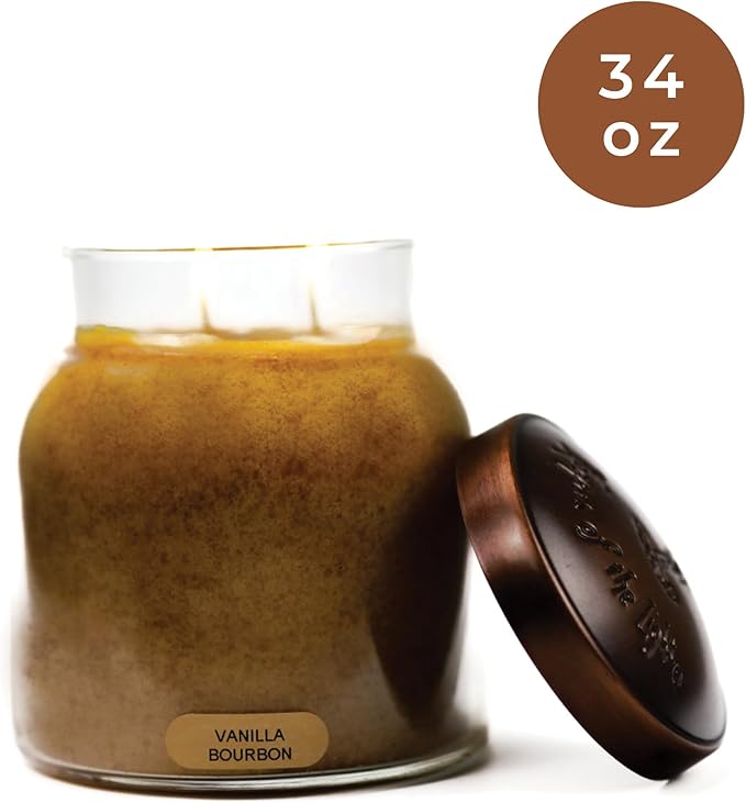 A Cheerful Giver - Vanilla Bourbon - 34oz Papa Scented Candle Jar with Lid - Keepers of The Light - 155 Hours of Burn Time, Gift for Father's Day, Brown
