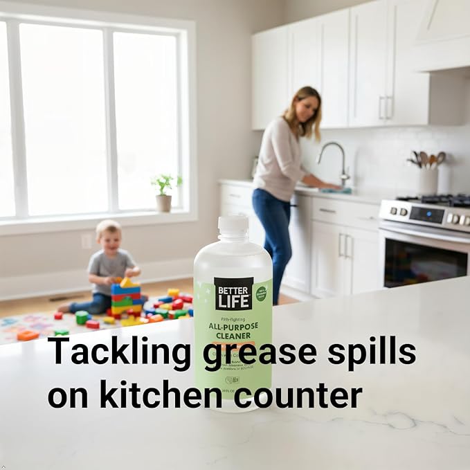 Better Life All Purpose Cleaner - Plant Based Home and Kitchen Cleaning Spray for Glass, Countertops, Appliances, Upholstery & More - Multi-surface Spray Cleaner - 24oz Clary Sage & Citrus