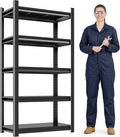 Notmise Garage Shelving Black Industrial Storage Unit 5-Tier 2900Lbs, Heavy Duty Adjustable Metal Shelves for Garage, Warehouse and Basement (63" H x 28" W x 14" D)