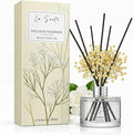 Reed Diffuser Set (6.7fl oz), Natural Gardenia Essential Oil Fragrance with Glass Bottle, Black Rattan Sticks & Preserved Flowers, Up to 120 Days Lasting Fragrance for Home & Office