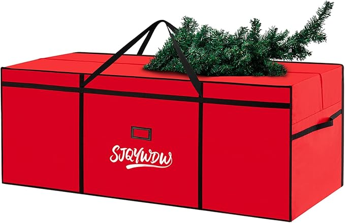 Christmas Tree Storage Bag, 12 Ft Christmas Tree Bag, Reusable Heavy Duty 600D Oxford Cloth, Built-in Double Mesh Bags, Double Zippers for Large Artificial Christmas Tree(65×23×27in, Red)