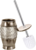 Creative Scents Toilet Brush Set - Toilet Bowl Cleaner Brush and Holder - Decorative Bathroom Cleaner Brush - Space Saving Design Toilet Bowl Scrubber - Brushed Silver Color, Dublin Style