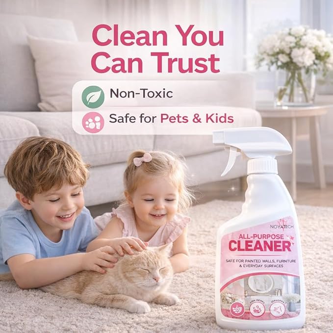 Noyatec All Purpose Cleaning Spray – Non-Toxic, Pet & Kid Safe, Multi-Surface Cleaner for Walls, Furniture, Counters, Bedrooms & Everyday Surfaces. Safe cleaner for Painted or Finished Surfaces.