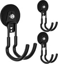 Heavy Duty Magnetic Utility Hooks ，J-Type Storage Hooks, with Anti-Slip Layer, Suitable for Metal Cabinets, Hanging Boards, Garage Shelves, Gardening Tools (Black 3-Piece Set)