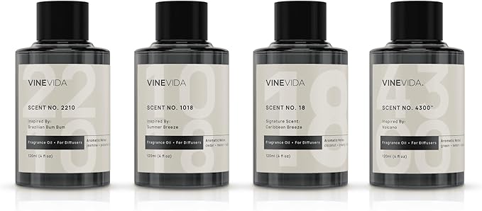 VINEVIDA Summer Collection (Pack of 4) - Diffuser Fragrance Oil Set - Cold Air Diffuser Oil