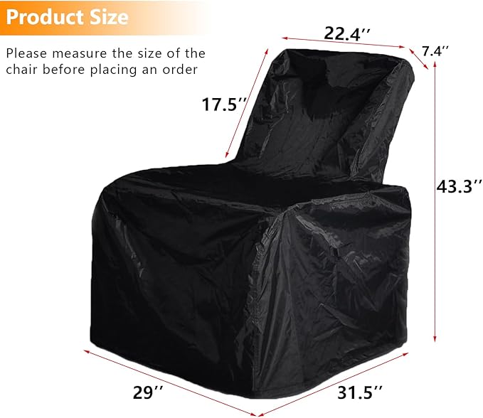 ATR ART TO REAL Outdoor Protective Cover, Patio Furniture Chair Protective Storage Cover, Sturdy and Water Protected Outside Armchair Cover (Black)
