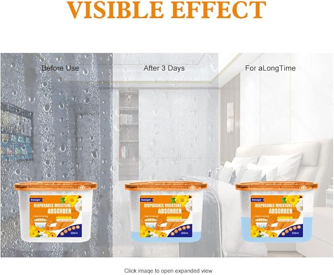 CANAGER Moisture Absorber Box - 6 Packs, 12.5 oz Cup, Jasmine Calendula, Odor Eliminator and Dehumidifier for Closet, Bedroom and Kitchen.