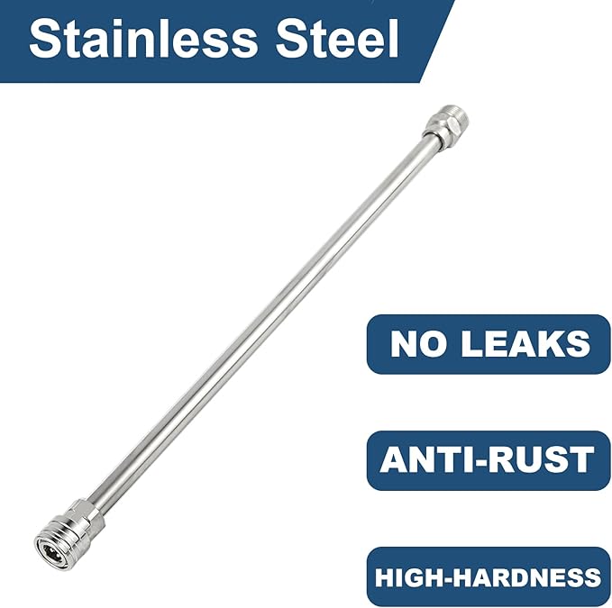 Raincovo Pressure Washer Extension Wand, Stainless Steel Lance 1/4 Inch Quick Connect to M22, Extension Wand Replacement for Power Washer, 17 Inch