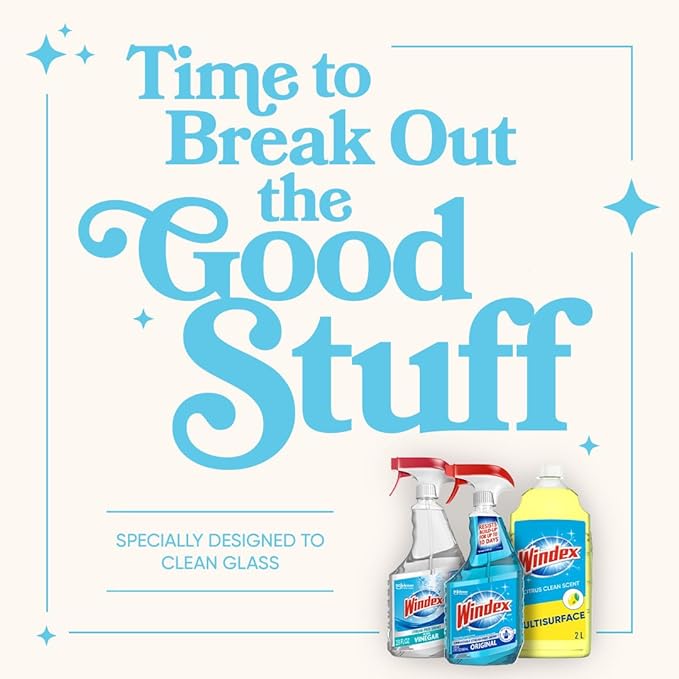 Windex Refill Bundle of Glass and Window Cleaner Spray, Original Blue Scent, Bundle Including 23 Fl Oz Spray & a 32 Fl Oz Refill Bottle, Surface Cleaning Spray, Household Cleaning Essentials